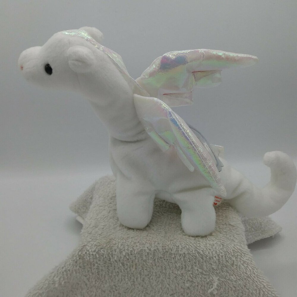 Vintage #4088 1995 TY Magic the White Dragon Wings Hand & Tush Tags Retired EUC - Picture 5 of 12